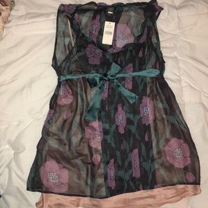 Sheer floral layered tank.